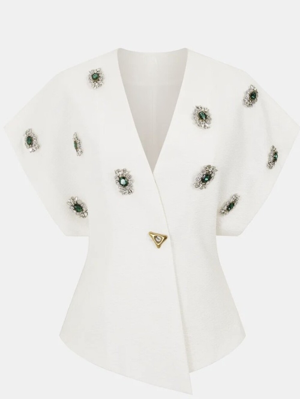Commense Embellished Broach Blouse Kimono Short Sleeves Gold Closure XL NWT - Picture 2 of 10